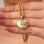 ​Bicolor Heart Pendant | 18K Yellow Gold & White Gold Pendant with Center Diamond (Pendant Only)​ - Image 7