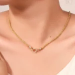 Dual-Cable Radiance Necklace | 18K Yellow Gold Rope Chain with Diamond Clasp & Prism-Link Accents​ - Image 3