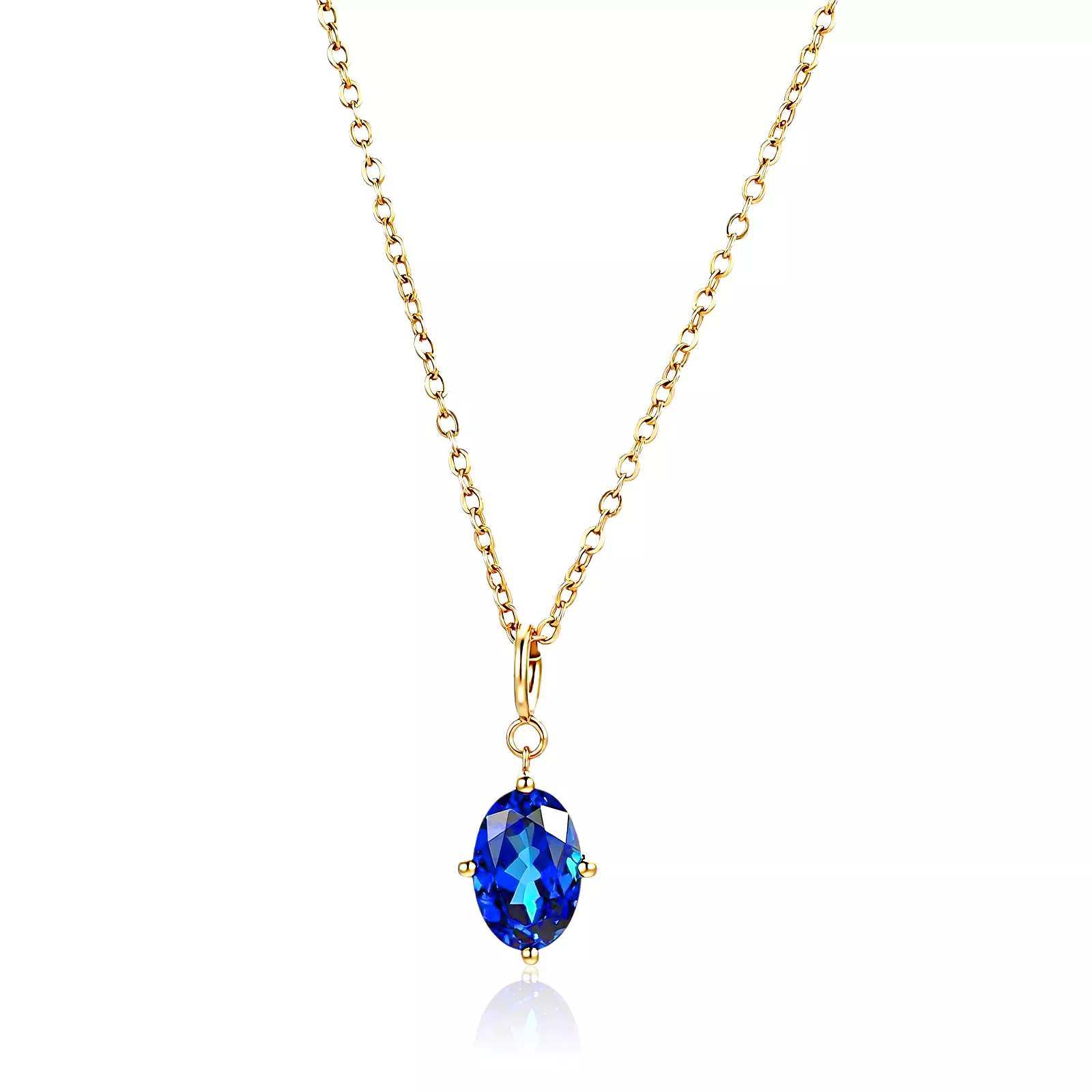 IMG_6157 Oval Cut Blue Lab Gemstone Solitaire Charm (Pendant Only) - Image 1