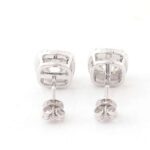 *Gorgeous White Gold Cushion Cut Moissanite Halo Stud Earrings - Image 2