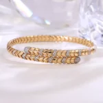 Serpentine Radiance Bracelet | 18K Yellow Gold Snake-Link Bracelet with Round-Cut Diamonds - Image 6