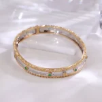 Dual-Tone Emerald Bracelet | Round-Cut Emeralds in 18K Yellow & White Gold​ - Image 6