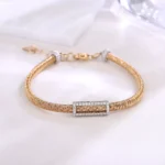 Golden Diamond Bracelet | 18K Yellow Gold Coiled Chain with Diamond Frame​ - Image 5