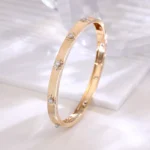 Radiance Arc Bracelet | Round-Cut Diamond 18K Flat Band with Star-Set Diamonds - Image 5