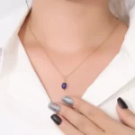 Oval Cut Blue Lab Gemstone Solitaire Charm (Pendant Only) - Image 3