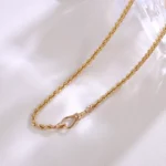 Helix Gold Essence Necklace | 18K Yellow Gold Rope Chain with Diamond Accent Clasp​ - Image 5