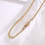 Dual-Cable Radiance Necklace | 18K Yellow Gold Rope Chain with Diamond Clasp & Prism-Link Accents​ - Image 6