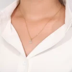 Round Cut Moissanite Peace Symbol Pendant Only Necklace Charm