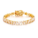 *Pear Cut Moissanite Tennis Bracelet Classic Teardrop Strand Style - Image 2