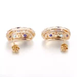 *Round Cut Lab Gemstone Earring Moissanite Accents Multicolor Cluster - Image 2