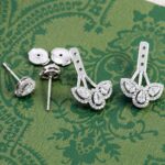 *Gorgeous White Gold Moissanite Pear Cut Floral Drop Earrings - Image 6