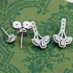 Gorgeous White Gold Moissanite Pear Cut Floral Drop Earrings