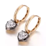 Heartbeat Studs | Heart-Cut Lab Diamond Earrings in 18K Yellow Gold with Contrast Black Prongs