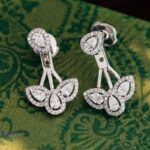 *Gorgeous White Gold Moissanite Pear Cut Floral Drop Earrings - Image 5