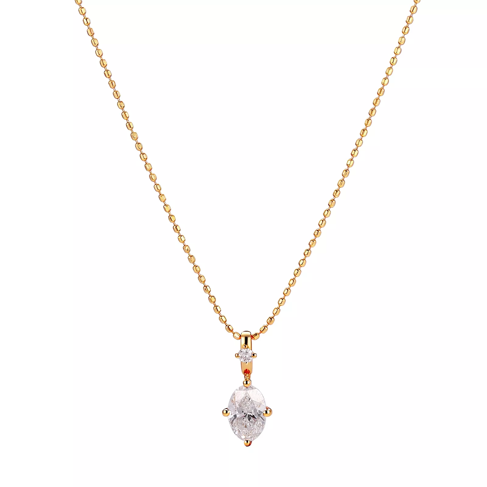 IMG_6940 Oval-Cut Lab Diamond Pendant in 18K Yellow Gold With Round-Cut Lab Diamond (Pendant Only) - Image 1