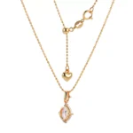 Oval-Cut Lab Diamond Pendant in 18K Yellow Gold With Round-Cut Lab Diamond (Pendant Only) - Image 2