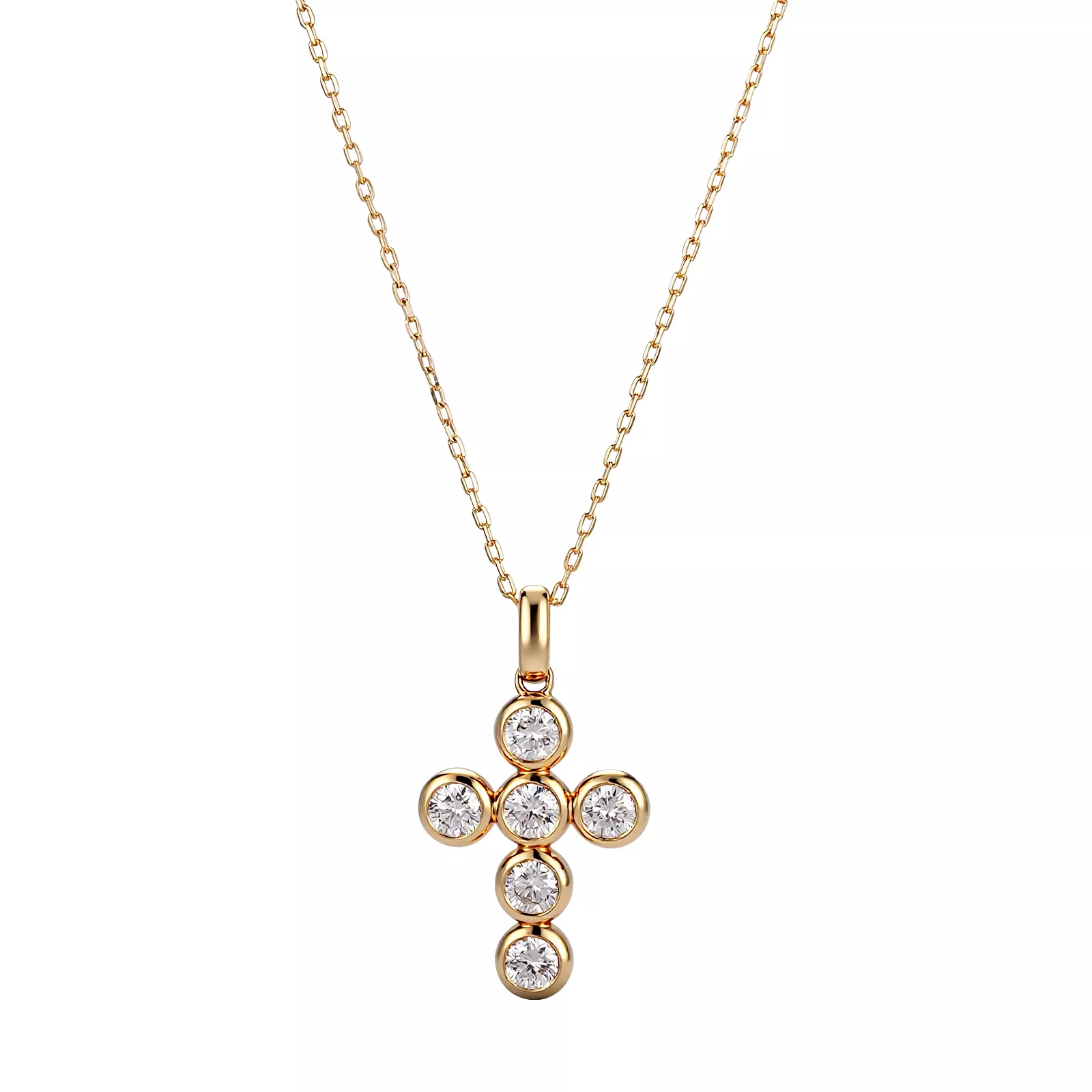 IMG_6949 Divine Light Cross Pendant | 18K Yellow Gold Cross Pendant with Lab Diamonds(pendant only) - Image 1