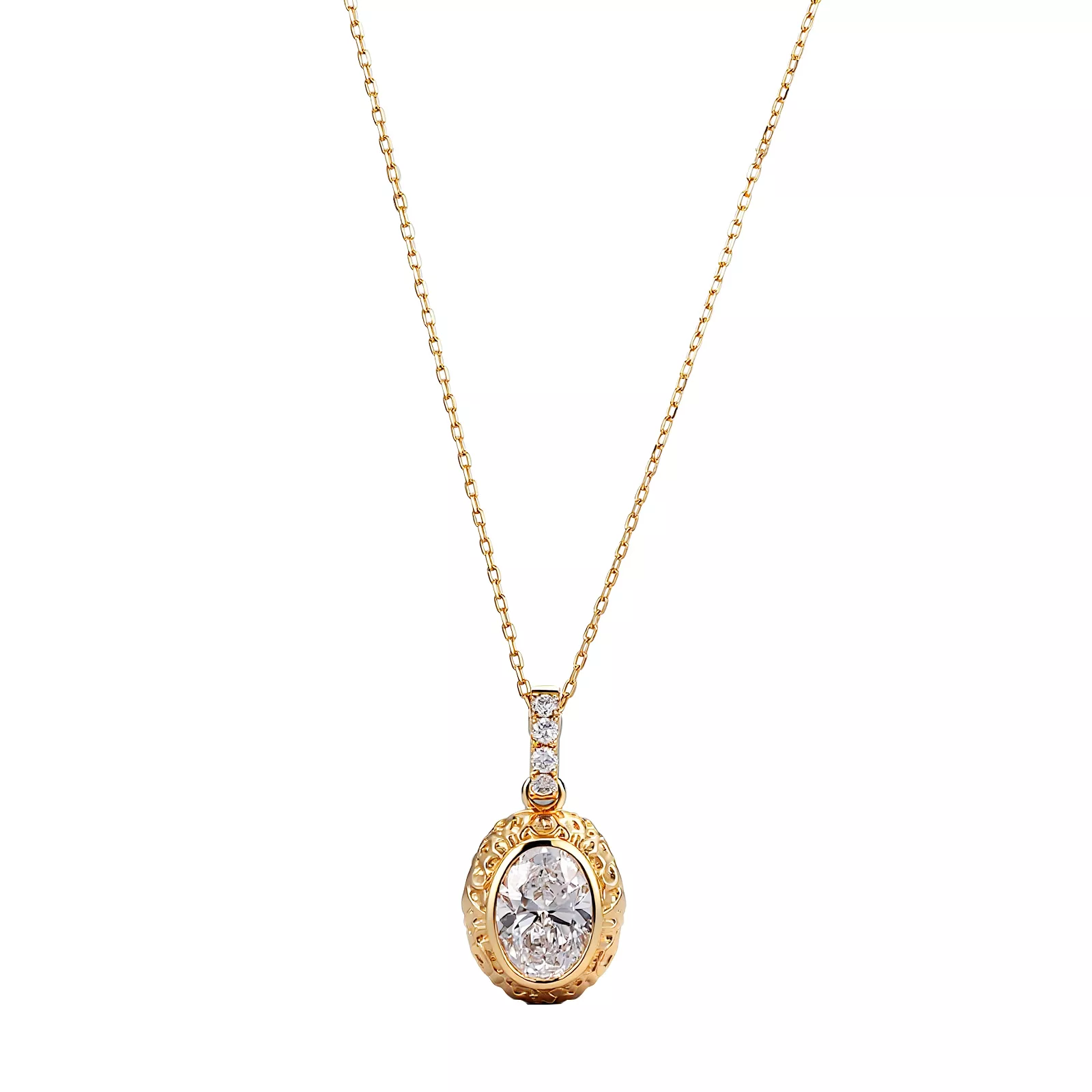 IMG_6961-1 Vintage Oval Pendant | Oval-Cut Lab Diamond in 18K Yellow Gold (Pendant Only) - Image 1