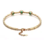 ​Emerald Halo Link Bracelet | Oval-Cut Emerald & Diamond Halo Bracelet in 18K Yellow Gold​ - Image 2