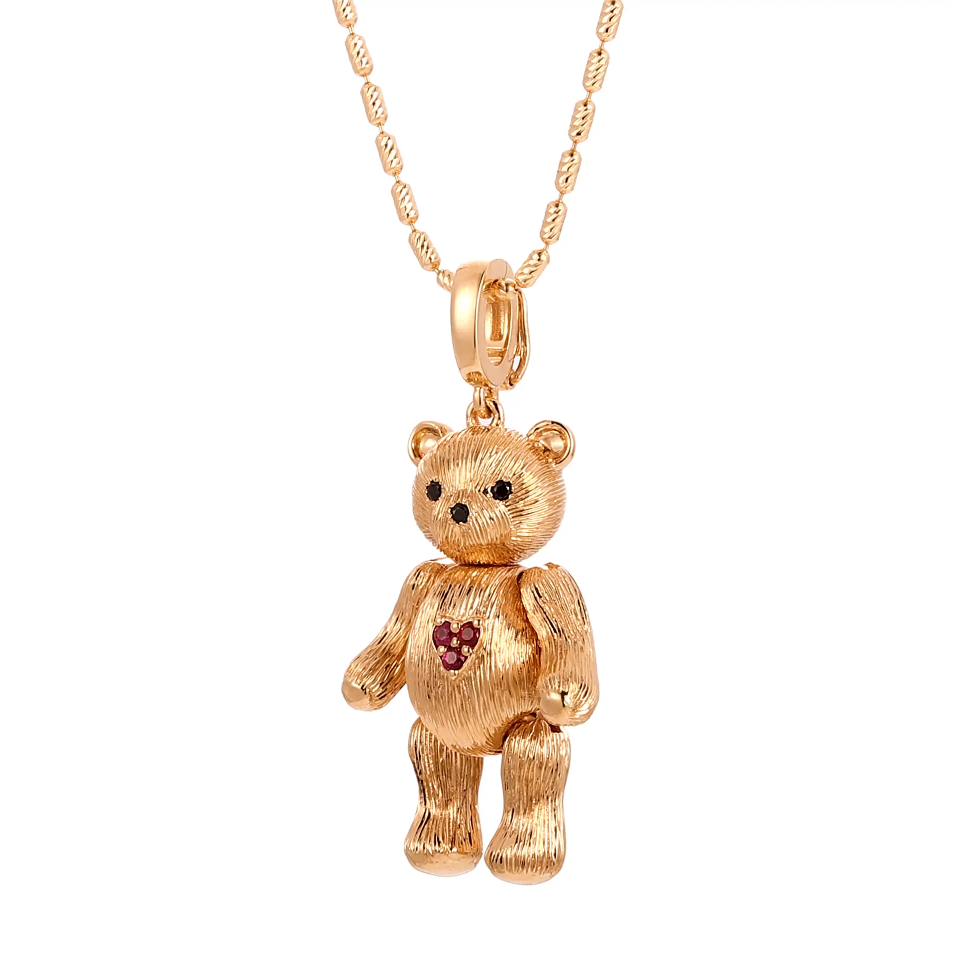IMG_7263-scaled-1 Golden Bear Pendant | 18K Yellow Gold Bear Pendant with Ruby Heart(pendant only) - Image 1