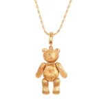 Golden Bear Pendant | 18K Yellow Gold Bear Pendant with Ruby Heart & Handcrafted Detailing