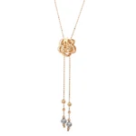 Camellia Clasp Pendant | Round-Cut Diamond in 18K Yellow Gold Floral Design (Pendant Only) - Image 3