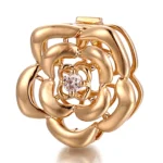 Camellia Clasp Pendant | Round-Cut Diamond in 18K Yellow Gold Floral Design (Pendant Only)