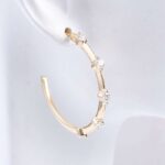 *Charming Yellow Gold Moissanite Hoop Earrings - Image 3