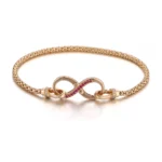 Two-Sided Infinity Buckle Pendant | 18K Gold Infinity Symbol with Diamond & Ruby Sides(pendant only) - Image 3