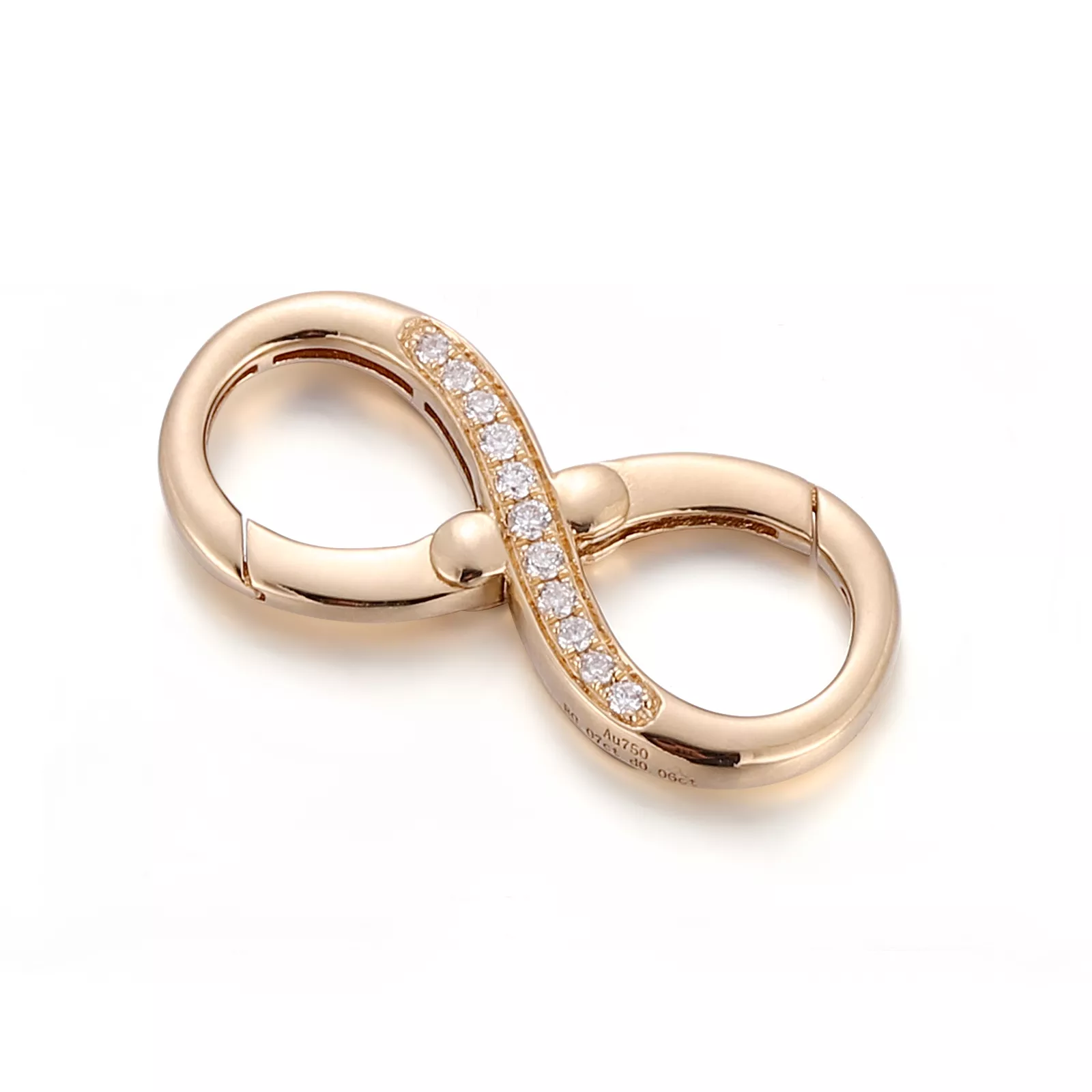 IMG_7488 Two-Sided Infinity Buckle Pendant | 18K Gold Infinity Symbol with Diamond & Ruby Sides(pendant only) - Image 1
