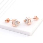 *Gorgeous Rose Gold Triangle Cut Moissanite Stud Earrings - Image 5