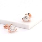 *Gorgeous Rose Gold Triangle Cut Moissanite Stud Earrings - Image 6