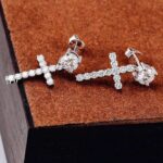 *Sparkling Round Cut Moissanite Cross Earrings - Image 4