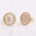 Elegant Floral Moissanite Stud Earrings - Image 2