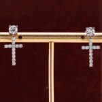 *Sparkling Round Cut Moissanite Cross Earrings - Image 7