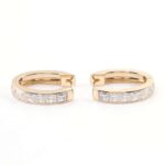 *Breathtaking Yellow Gold Princess Cut Moissanite Hoop Earrings - Image 2