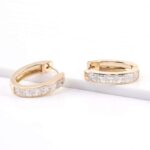 *Breathtaking Yellow Gold Princess Cut Moissanite Hoop Earrings - Image 4