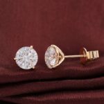*Captivating Yellow Gold Round Cut Moissanite Stud Earrings - Image 7