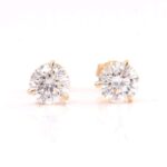 *Captivating Yellow Gold Round Cut Moissanite Stud Earrings