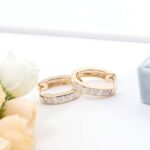*Breathtaking Yellow Gold Princess Cut Moissanite Hoop Earrings - Image 5