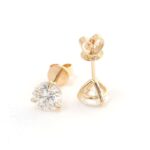 *Captivating Yellow Gold Round Cut Moissanite Stud Earrings - Image 3
