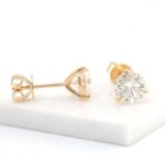 *Captivating Yellow Gold Round Cut Moissanite Stud Earrings - Image 5