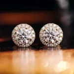 *Elegant Round Cut Yellow Gold Moissanite Earrings - Image 2