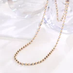 Beaded Elegance Necklace | 18K Yellow Gold Two-Strand Beaded Chain with Contrasting Accents - Image 5