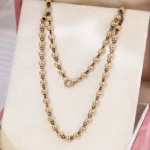 Beaded Elegance Necklace | 18K Yellow Gold Two-Strand Beaded Chain with Contrasting Accents - Image 6