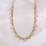 Lace Diamond Cascade Necklace | 18K Yellow Gold Lace-Inspired Chain with Round-Cut Lab Diamonds