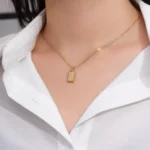 Round Cut Diamond Pendant Necklace Fine Gold Bar Bullion Style (Pendant Only) - Image 3