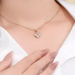 Princess Cut Lab Diamond Pendant Necklace Geometric Cross Charm Style