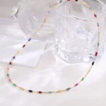 Rainbow Gemstone Symphony Necklace | 18K Yellow Gold Necklace with Multicolor Gemstone Beads - Image 7