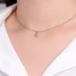 Round Cut Diamond Pendant Necklace Smiley Face Flower Charm Style